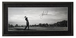 Tiger Woods Signed Panoramic 18x35 Framed Photo (Upper Deck Authenticated)